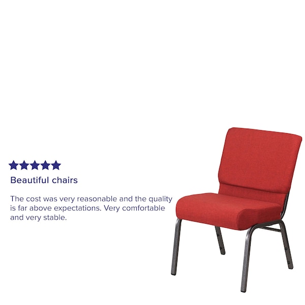 Flash Furniture Hercules Church Chair, 21-1/4 in W 25" L 33" H, Fabric Seat - FD-CH0221-4-SV-RED-GG