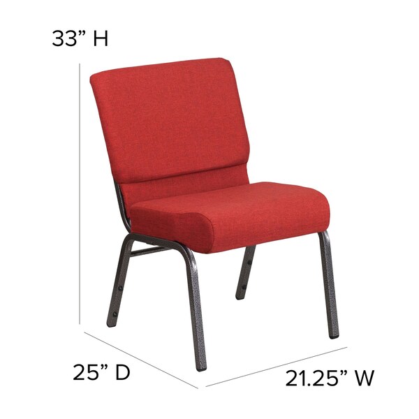 Flash Furniture Hercules Church Chair, 21-1/4 in W 25" L 33" H, Fabric Seat - FD-CH0221-4-SV-RED-GG