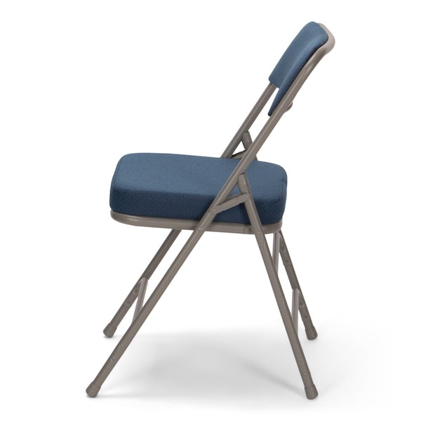 Atlas Commercial Products Triple-Braced Fabric Padded Metal Folding Chair, 2" Cushion, Navy/Gray - MFC22NVYFP-2