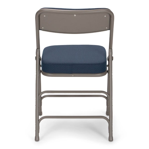 Atlas Commercial Products Triple-Braced Fabric Padded Metal Folding Chair, 2" Cushion, Navy/Gray - MFC22NVYFP-2