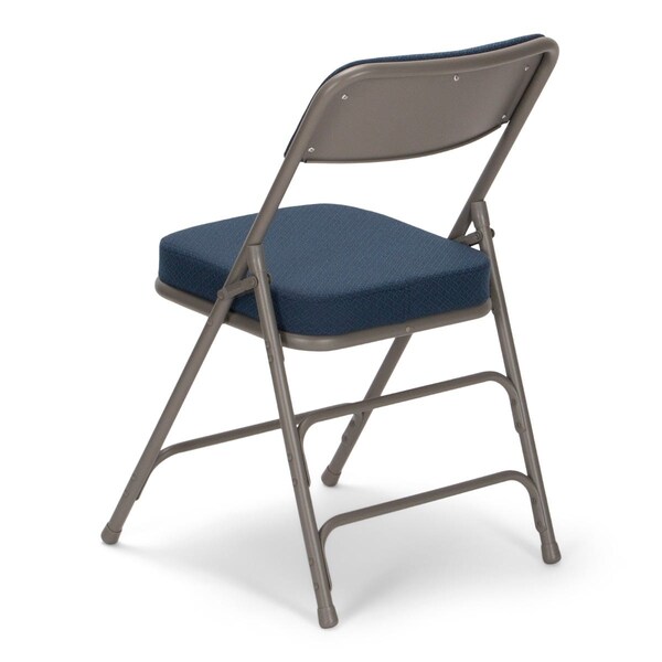 Atlas Commercial Products Triple-Braced Fabric Padded Metal Folding Chair, 2" Cushion, Navy/Gray - MFC22NVYFP-2