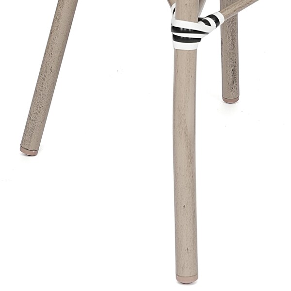 Flash Furniture Marseille Thonet French Bistro Stack Chair w/Arms, Black/White Textilene/Bamboo Alum Frame, 4PK - 4-SDA-AD642002A-TXT-BLKWH-LTNAT-GG