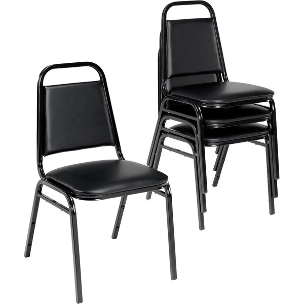 Interion By Global Industrial Interion Banquet Chair with Square Back, Vinyl, 1-1/2in Seat Thickness, Black - 695862