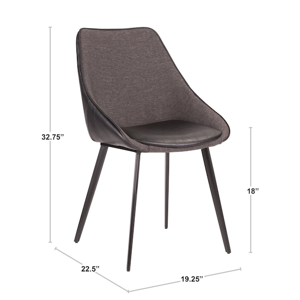 Lumisource Marche Two-Tone Chair in Brown Faux Leather and Grey Fabric, PK 2 - CH-MAR BK+BNGY2