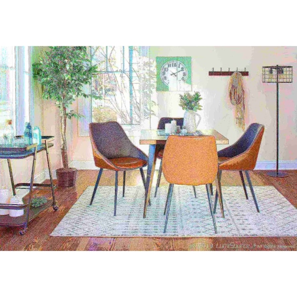 Lumisource Marche Two-Tone Chair in Brown Faux Leather and Grey Fabric, PK 2 - CH-MAR BK+BNGY2