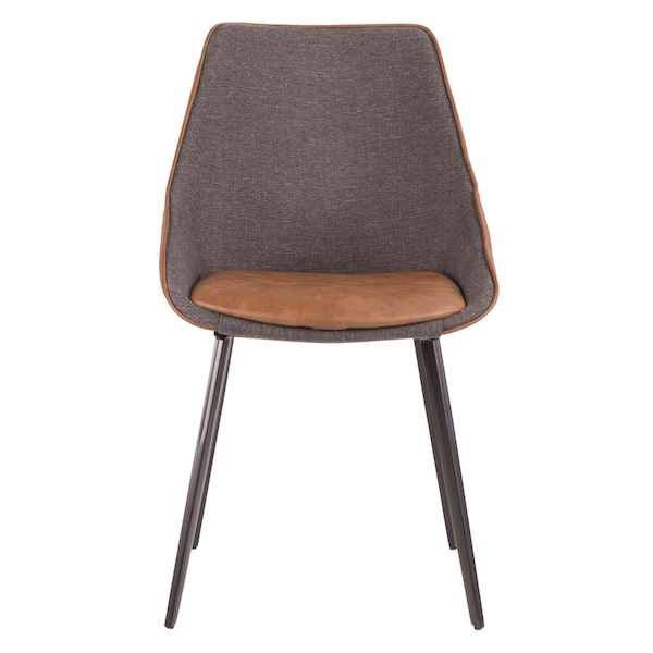 Lumisource Marche Two-Tone Chair in Brown Faux Leather and Grey Fabric, PK 2 - CH-MAR BK+BNGY2