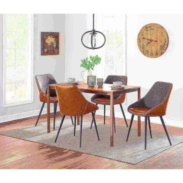 Lumisource Marche Two-Tone Chair in Brown Faux Leather and Grey Fabric, PK 2 - CH-MAR BK+BNGY2