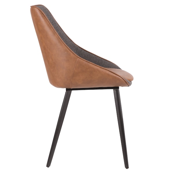 Lumisource Marche Two-Tone Chair in Brown Faux Leather and Grey Fabric, PK 2 - CH-MAR BK+BNGY2