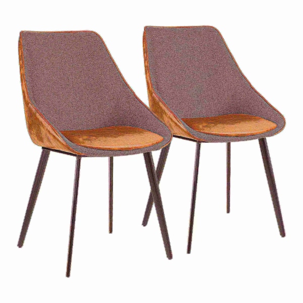 Lumisource Marche Two-Tone Chair in Brown Faux Leather and Grey Fabric, PK 2 - CH-MAR BK+BNGY2