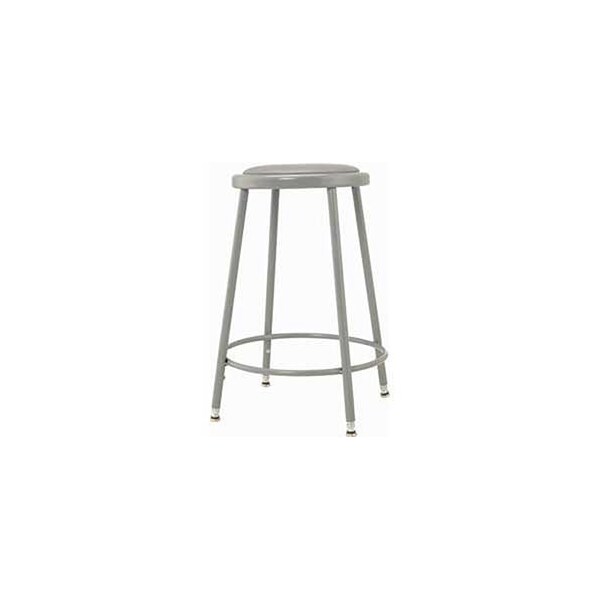 Global Industrial Shop Stool w/Vinyl Upholstered Seat/Steel Frame 24-33 Adjustable Height Gray - 688308