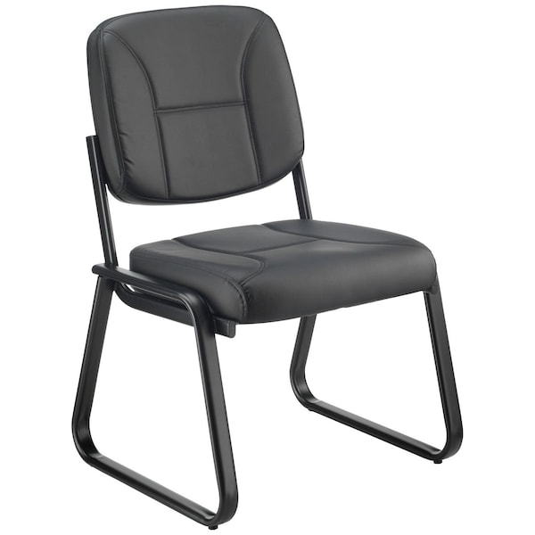 Global Industrial Bonded Leather Reception Chair, Armless, Black - 695513