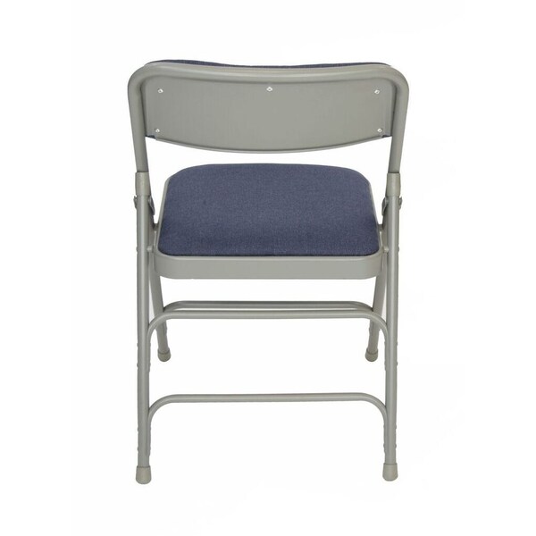 Atlas Commercial Products Triple-Braced Fabric Padded Metal Folding Chair, Gray with Navy Fabric - MFC22NVYFP-1