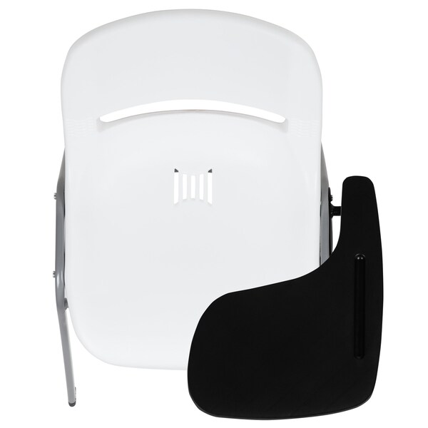 Flash Furniture White Ergonomic Shell Chair with Left Handed Flip-Up Tablet Arm, PK5 - 5-RUT-EO1-WH-LTAB-GG