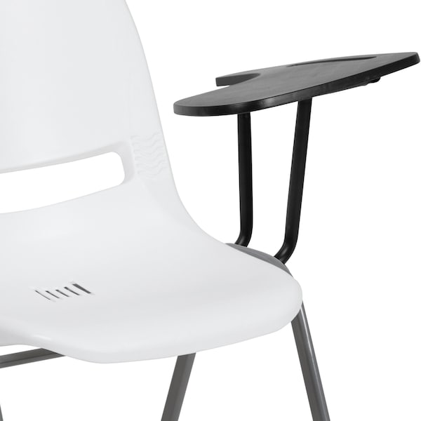 Flash Furniture White Ergonomic Shell Chair with Left Handed Flip-Up Tablet Arm, PK5 - 5-RUT-EO1-WH-LTAB-GG