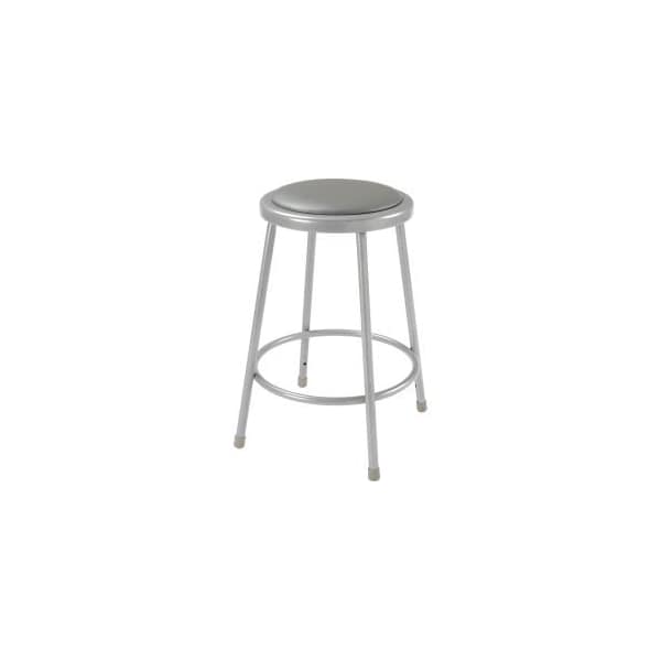 National Public Seating Interion 24"H Steel Work Stool with Vinyl Seat - Backless - Gray - Pack of 2 - INT-6424/2