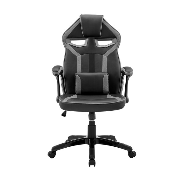 Armen Living Aspect Adjustable Racing Gaming Chair in Black Faux Leather and Dark Gray Mesh - LCASGCGRYBLK