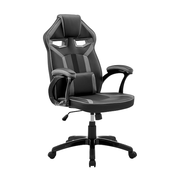 Armen Living Aspect Adjustable Racing Gaming Chair in Black Faux Leather and Dark Gray Mesh - LCASGCGRYBLK