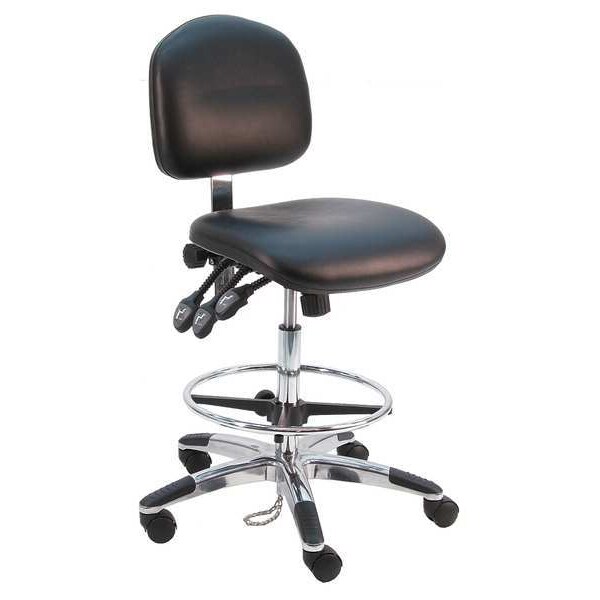 Benchpro Ergonomic Chair Ergonomic Chair, 21" to 31" Height, Vinyl, Black - LAT-DCRB-TLC-WW-BLACK