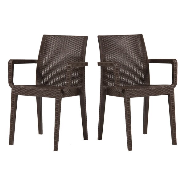 Rainbow Outdoor Siena Set of 2 Stackable Armchair-Brown - RBO-SIENA-BRW-AC-SET2
