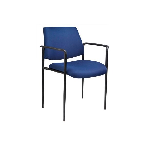 Boss Office Products Boss Stacking Guest Chair with Arms - Fabric - Mid Back - Blue - B9503-BE