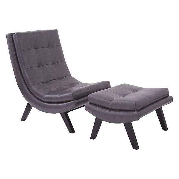 Ave 6 Collection: Tustin Lounge Chair And Ottoman Set, Wood Back, 25 in W Chair: 37"; Ottoman: 16" H - TSN51-PD26