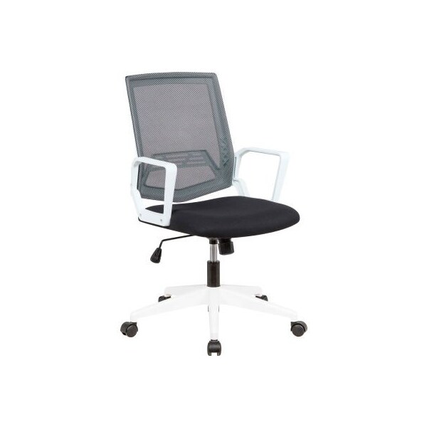 Gec Interion Mesh Task Chair w/ Fabric Seat, Black w/ White Frame - HX-1501