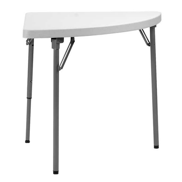 Zoro Select Quarter Round Folding Table, 30" W, 30" L, 29" H, Blow Molded Polyethylene Top, White - 12F633