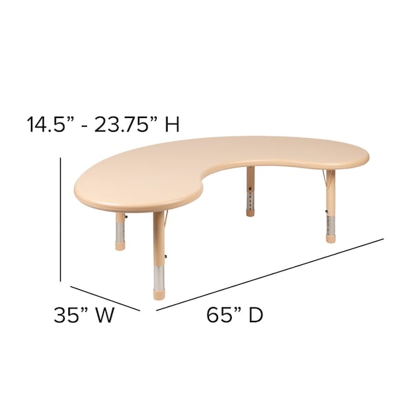 Flash Furniture Kidney 35 W, 65 L, 23.75 H, Plastic, Steel, Brown - YU-YCX-004-2-MOON-TBL-NAT-GG
