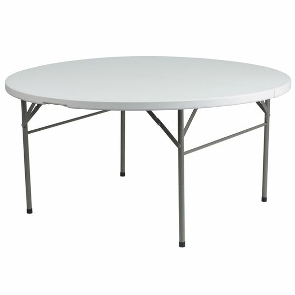 Flash Furniture Round Folding Table, 60.5" W, 60.5" L, 29.5" H, Plastic Top, White - DAD-154Z-GG