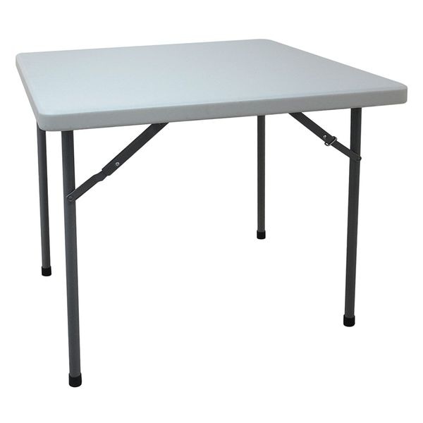 Zoro Select Square Folding Table, 36" W, 36" L, 29" H, Blow Molded Polyethylene Top, White - 13V430