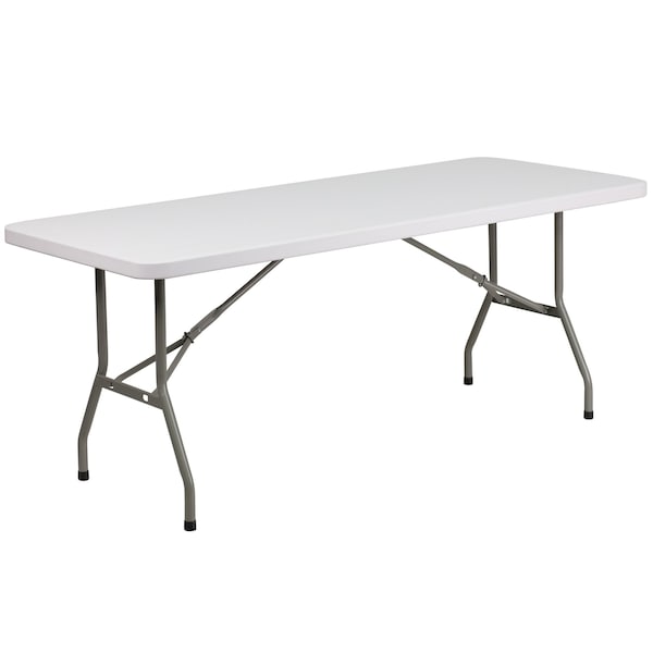 Flash Furniture Rectangle Wh 30X72 Plastic Fold Table, 30" W, 72" L, 29" H, Plastic Top, White - DAD-YCZ-183B-GW-GG
