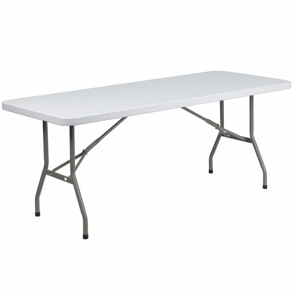 Flash Furniture Rectangle Wh 30X72 Plastic Fold Table, 30" W, 72" L, 29" H, Plastic Top, White - DAD-YCZ-183B-GW-GG