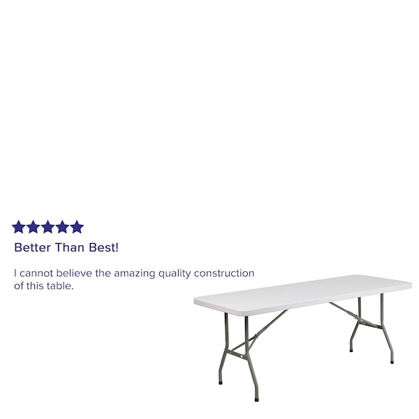 Flash Furniture Rectangle Wh 30X72 Plastic Fold Table, 30" W, 72" L, 29" H, Plastic Top, White - DAD-YCZ-183B-GW-GG