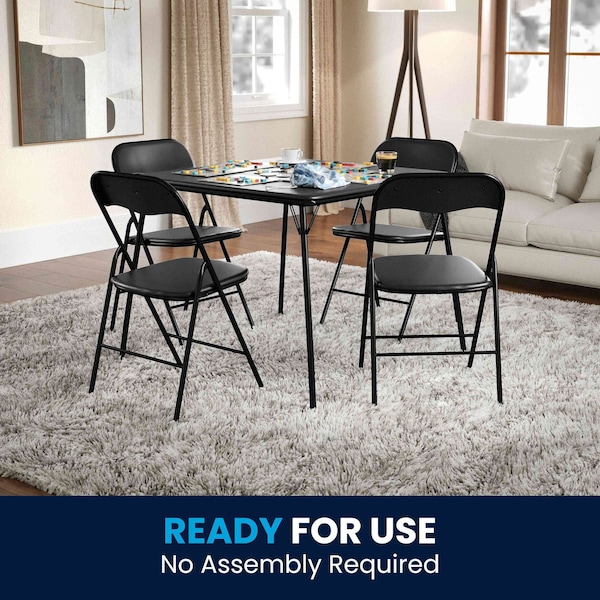 Flash Furniture Square Folding Table, 33.5" W, 33.5" L, 27.75" H, Vinyl Top, Black - JB-1-GG