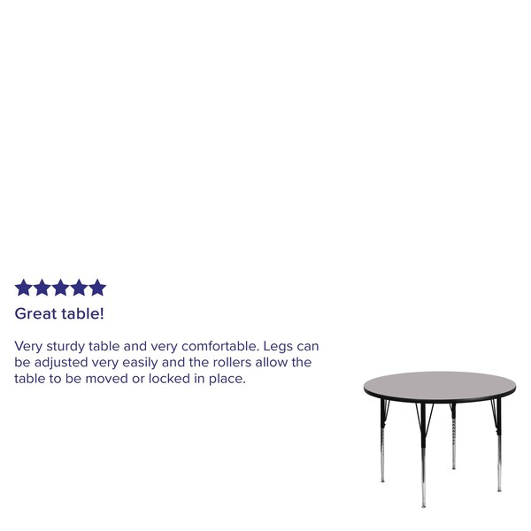 Flash Furniture Round Activity Table, 42" W, 42" L, 30.125" H, Laminate, Grey - XU-A42-RND-GY-T-A-GG