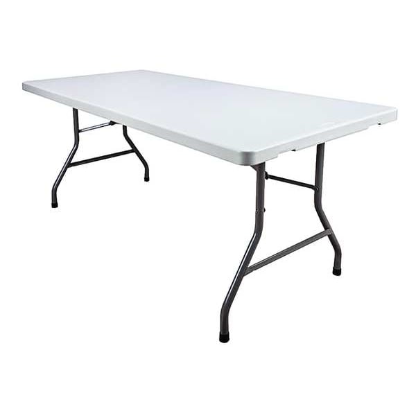 Zoro Select Rectangle Folding Table, 30" W, 72" L, 29" H, Blow Molded Polyethylene Top, White - 4GE26