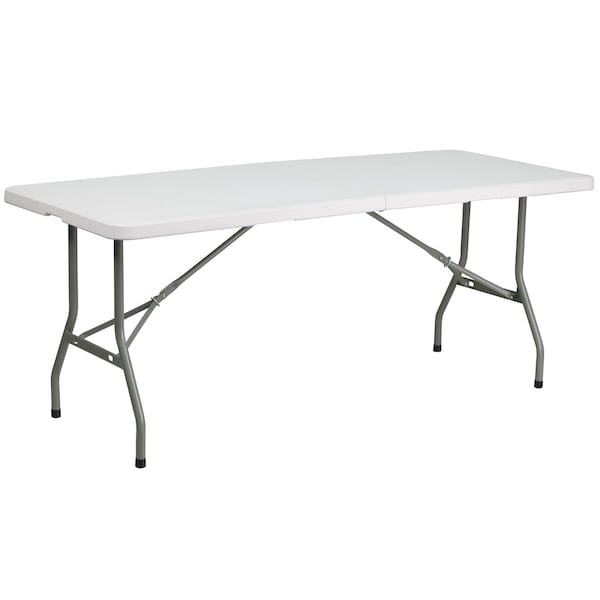 Flash Furniture Rectangle Folding Table, 30" W, 72" L, 29" H, Plastic Top, White - RB-3072FH-GG