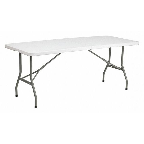 Flash Furniture Rectangle Folding Table, 30" W, 72" L, 29" H, Plastic Top, White - RB-3072FH-GG