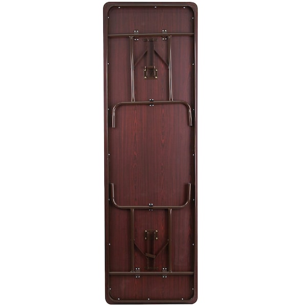 Flash Furniture Rectangle Folding Table, 30" W, 96" L, 30" H, Laminate Top, Wood Grain - YT-3096-MEL-WAL-GG