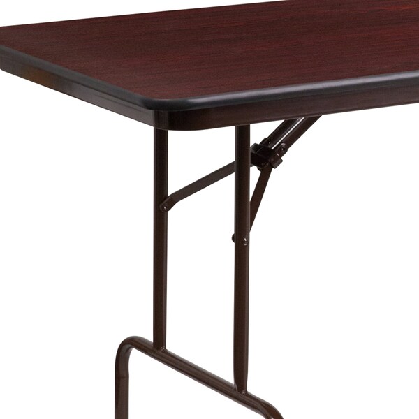 Flash Furniture Rectangle Folding Table, 30" W, 96" L, 30" H, Laminate Top, Wood Grain - YT-3096-MEL-WAL-GG