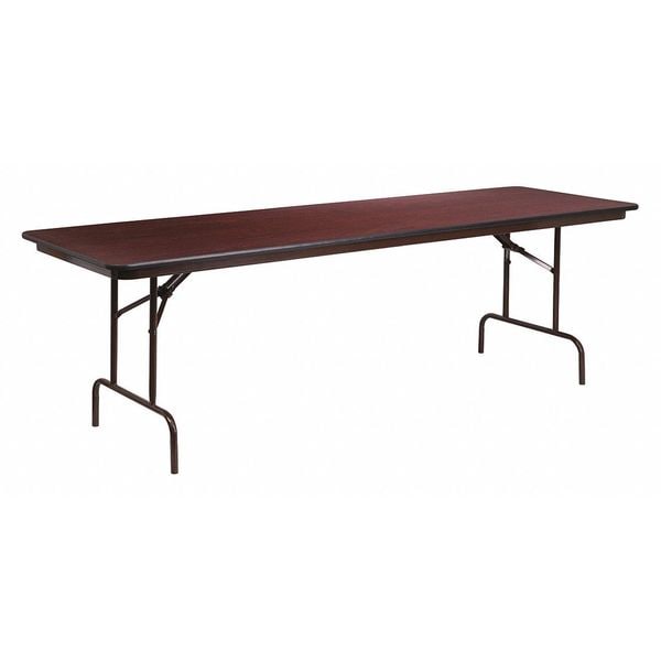 Flash Furniture Rectangle Folding Table, 30" W, 96" L, 30" H, Laminate Top, Wood Grain - YT-3096-MEL-WAL-GG