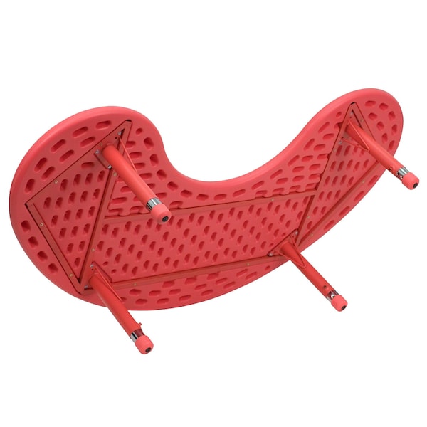 Flash Furniture Kidney Activity Table, 35 W, 65 L, 23.75 H, Plastic, Steel, Red - YU-YCX-004-2-MOON-TBL-RED-GG