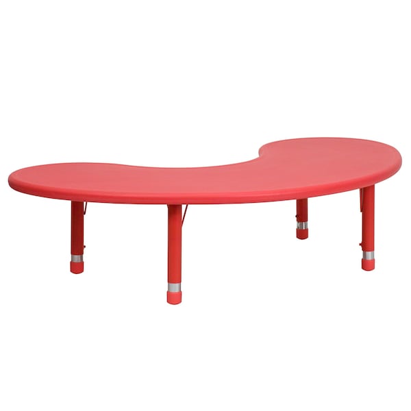 Flash Furniture Kidney Activity Table, 35 W, 65 L, 23.75 H, Plastic, Steel, Red - YU-YCX-004-2-MOON-TBL-RED-GG