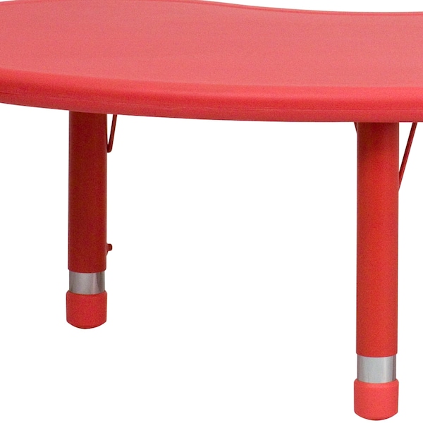 Flash Furniture Kidney Activity Table, 35 W, 65 L, 23.75 H, Plastic, Steel, Red - YU-YCX-004-2-MOON-TBL-RED-GG