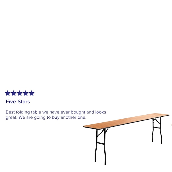Flash Furniture Rectangle Training Table, 18" W, 96" L, 30.25" H, Wood Top, Wood Grain - YT-WTFT18X96-TBL-GG