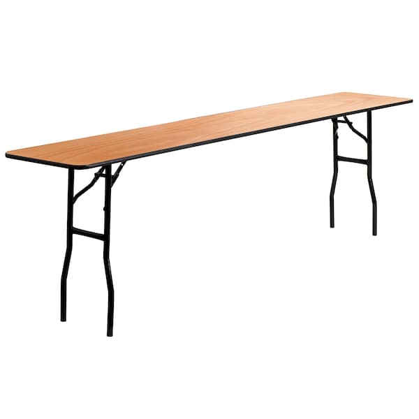 Flash Furniture Rectangle Training Table, 18" W, 96" L, 30.25" H, Wood Top, Wood Grain - YT-WTFT18X96-TBL-GG