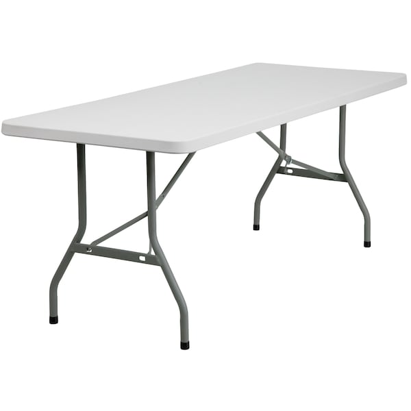 Flash Furniture Rectangle Folding Table, 30" W, 72" L, 29" H, Plastic Top, White - RB-3072-GG