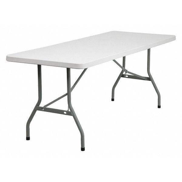 Flash Furniture Rectangle Folding Table, 30" W, 72" L, 29" H, Plastic Top, White - RB-3072-GG