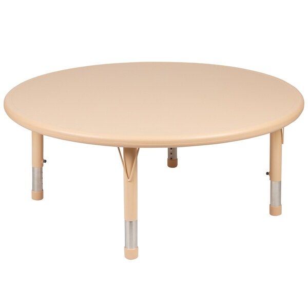 Flash Furniture Round 45 W, 45 L, 23.75 H, Plastic, Steel, Brown - YU-YCX-005-2-ROUND-TBL-NAT-GG