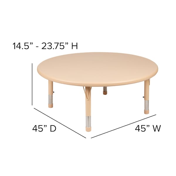 Flash Furniture Round 45 W, 45 L, 23.75 H, Plastic, Steel, Brown - YU-YCX-005-2-ROUND-TBL-NAT-GG